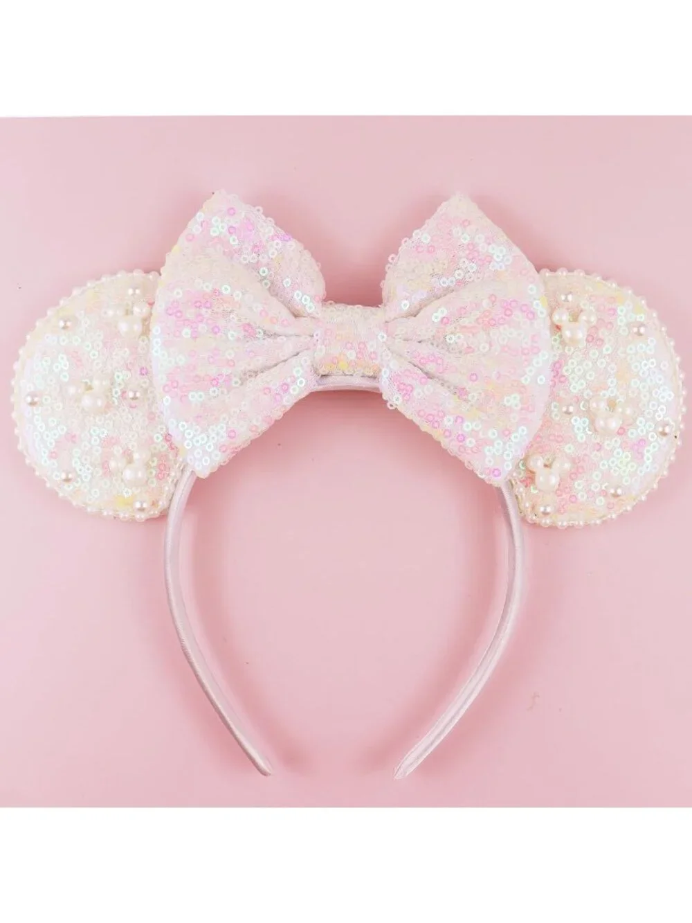 Women 01-White Polyester Velvet Mickey Mouse Halloween Costume Headband